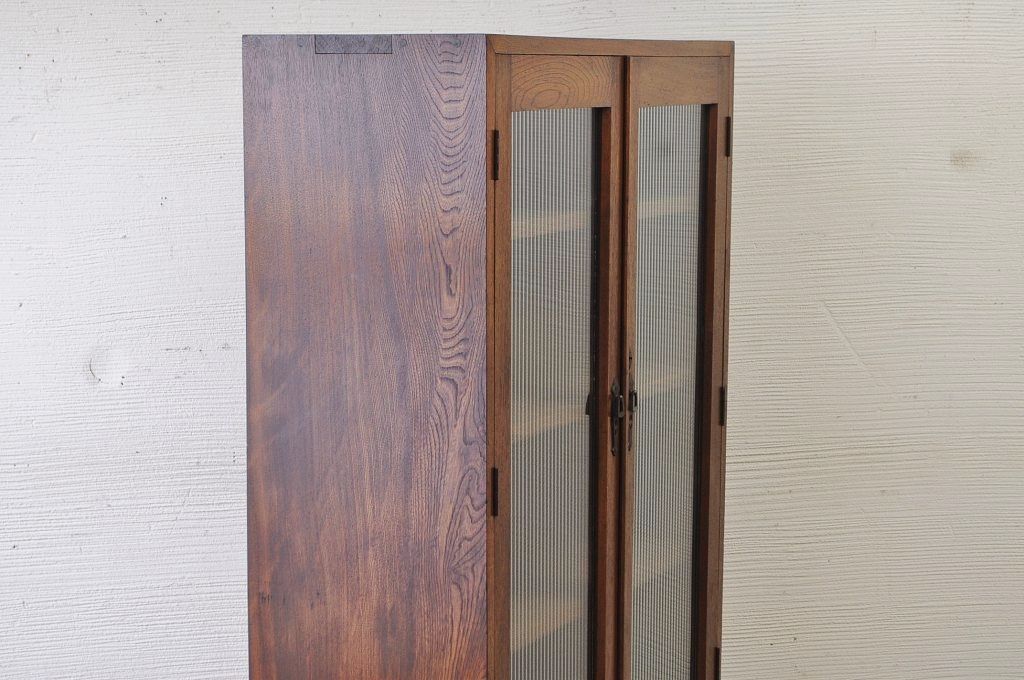 極上美品!厚みのある三方栓材の上質なモールガラス本箱