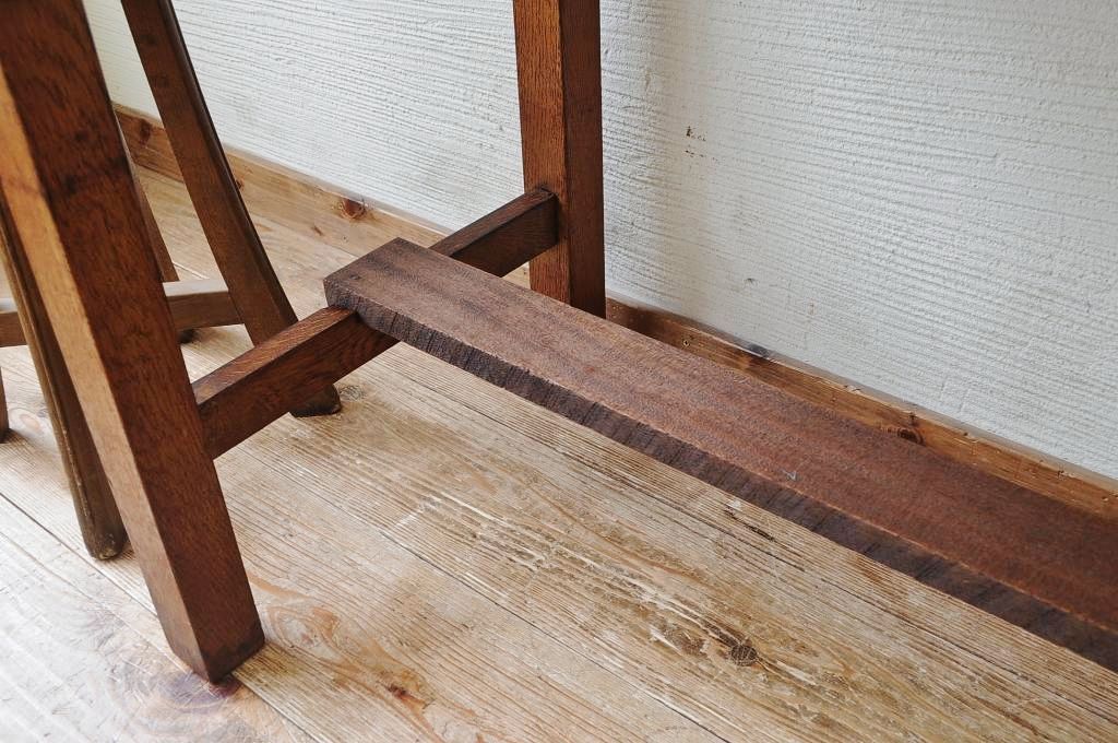 アンティーク家具　古いナラ材の横長作業台(机)1