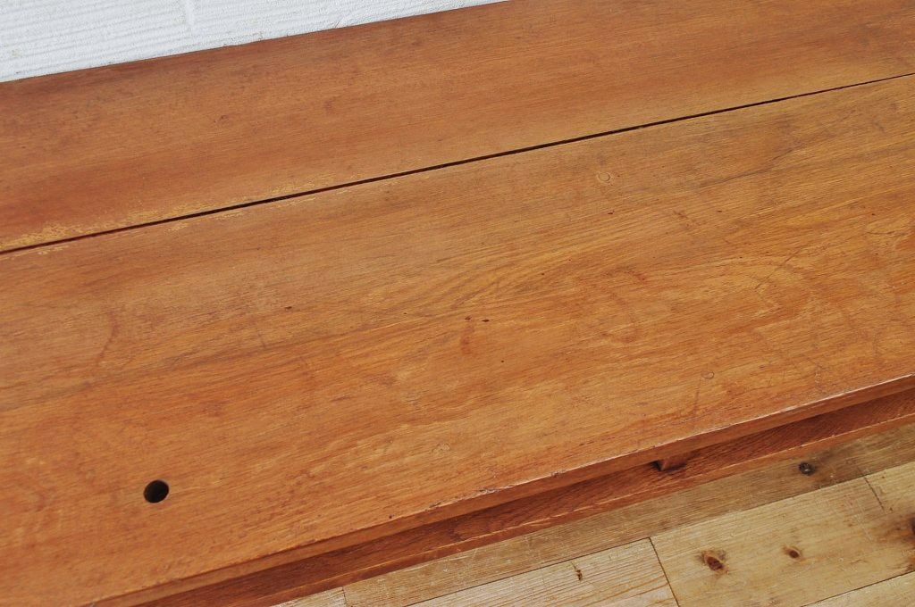 アンティーク家具　古いナラ材の横長作業台(机)2