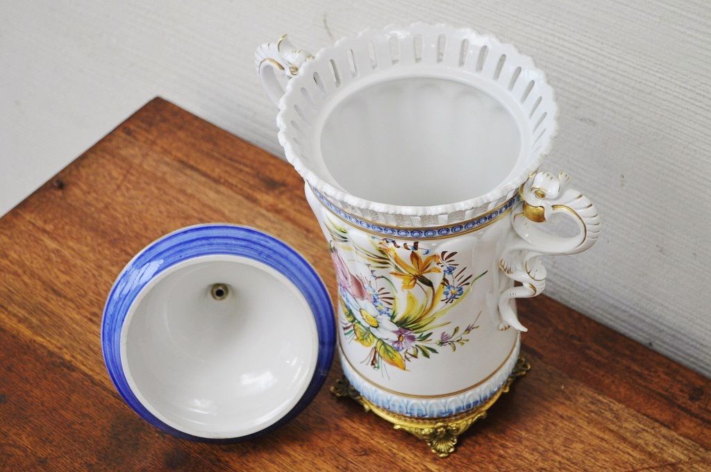 アンティーク雑貨　●イタリア製・壷　花器　花瓶　アンティーク陶器