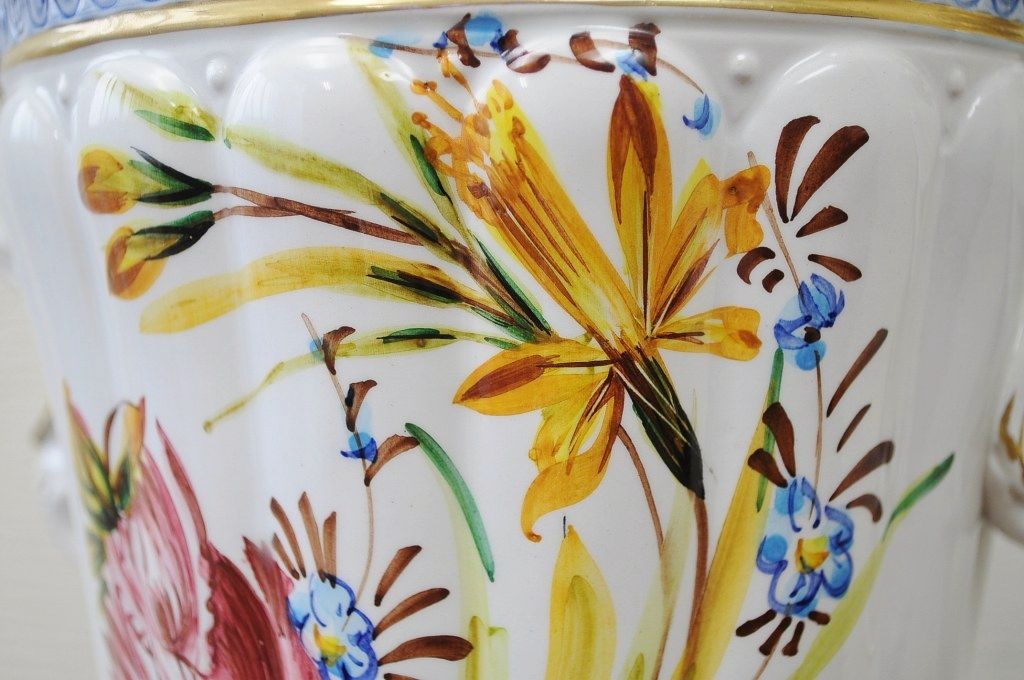 アンティーク雑貨　●イタリア製・壷　花器　花瓶　アンティーク陶器