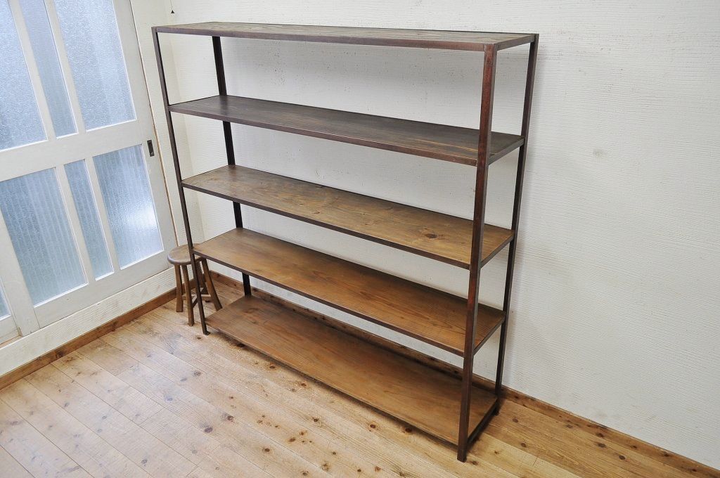 アンティーク家具　◆重厚なアイアン飾り棚(大)
