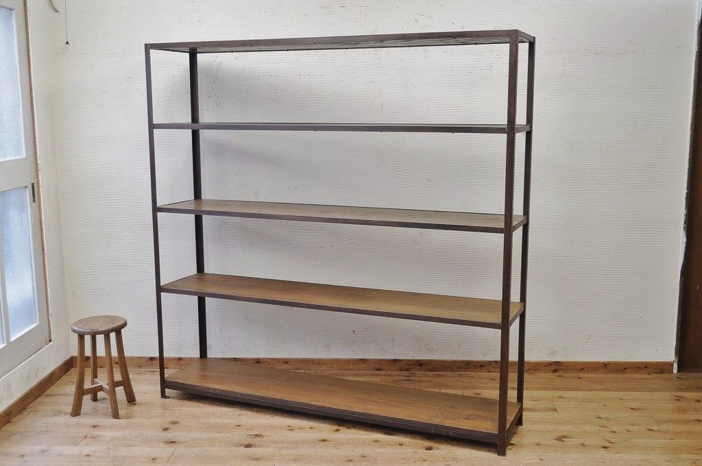 アンティーク家具　◆重厚なアイアン飾り棚(大)