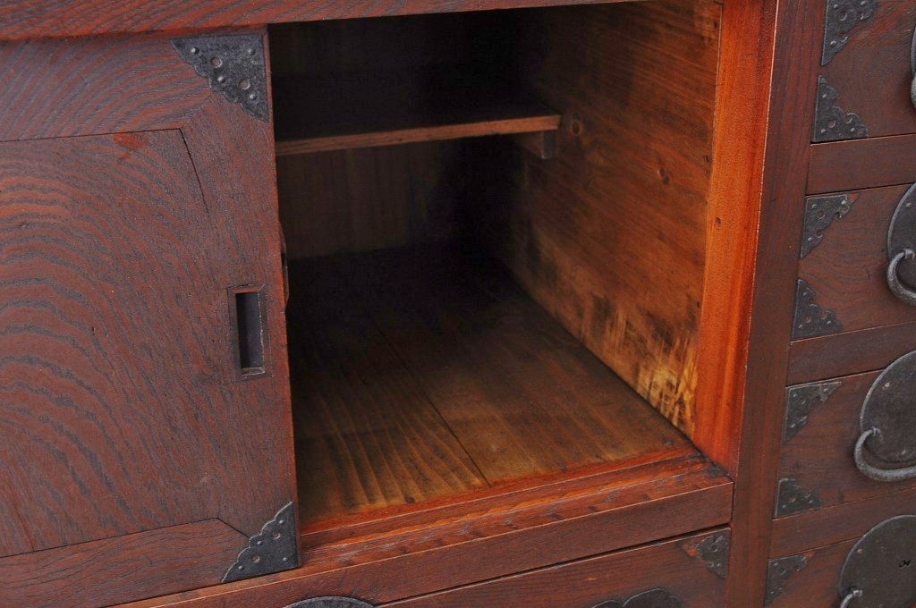 アンティーク家具　前面欅!古い商家のシックな帳場箪笥