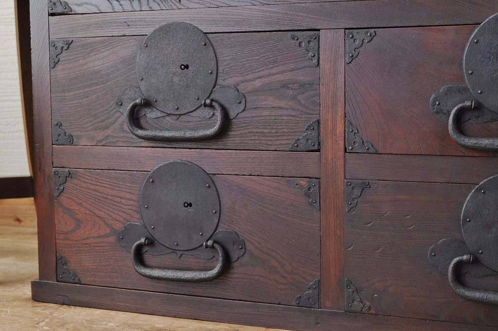 アンティーク家具　前面欅!古い商家のシックな帳場箪笥