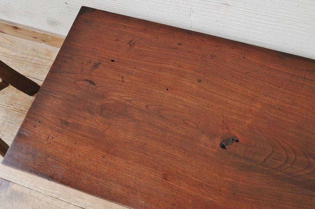 アンティーク家具　高級品!古い欅材の引き出し付一枚板裁ち板(机)