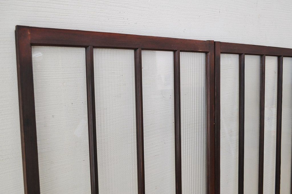 古いモールガラス引き戸2枚セット