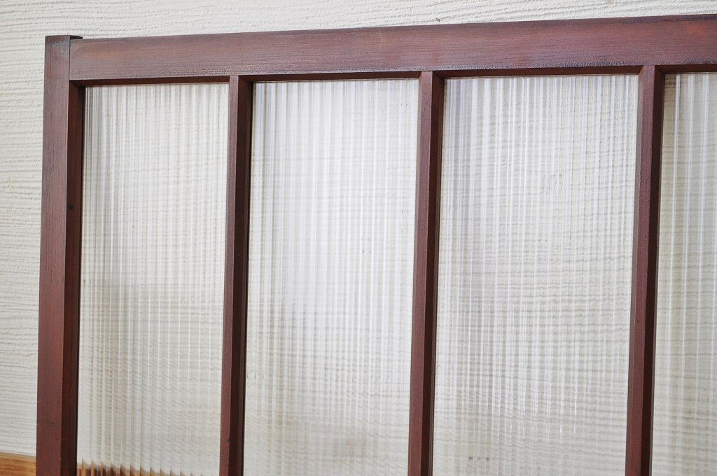 古いモールガラス引き戸2枚セット
