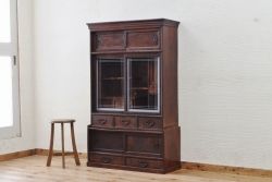 アンティーク家具　最高級!古い欅材黒柿縁の茶箪笥