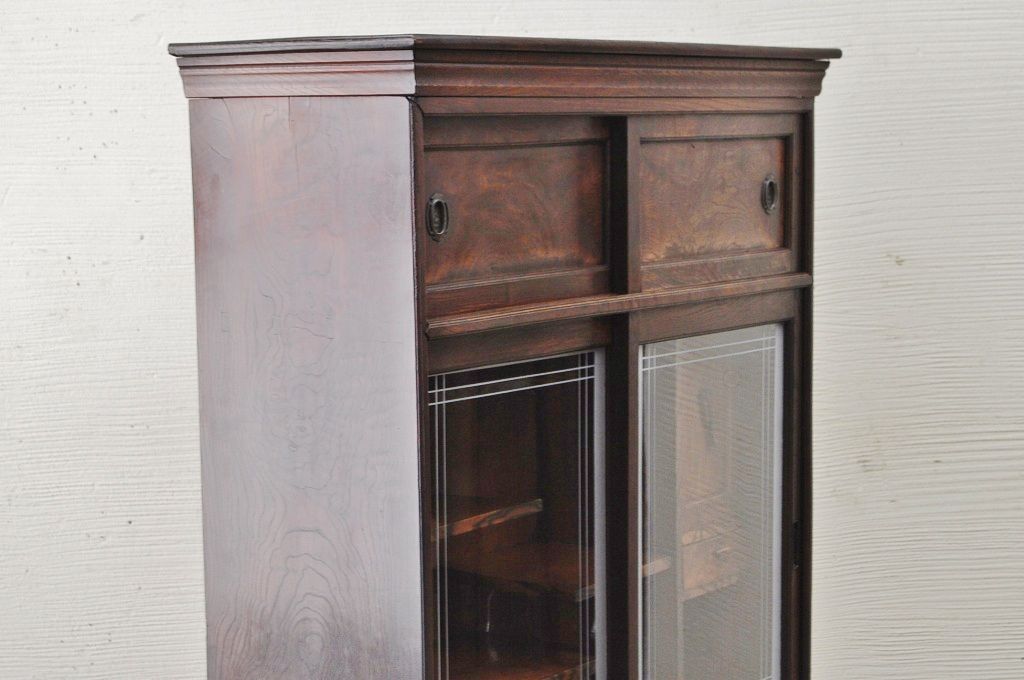 アンティーク家具　最高級!古い欅材黒柿縁の茶箪笥