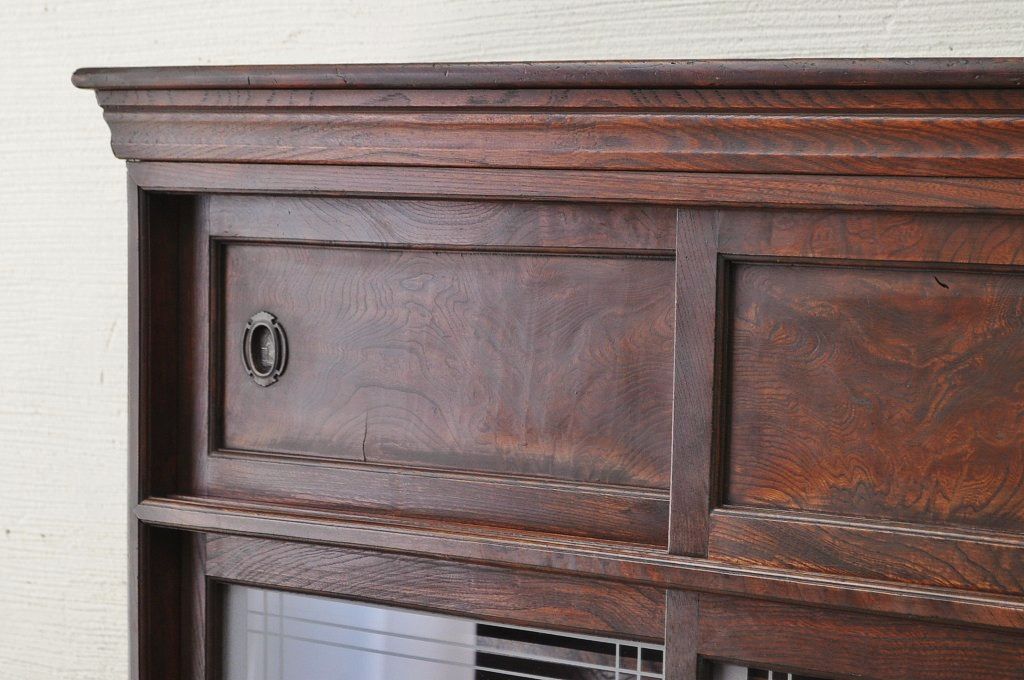 アンティーク家具　最高級!古い欅材黒柿縁の茶箪笥