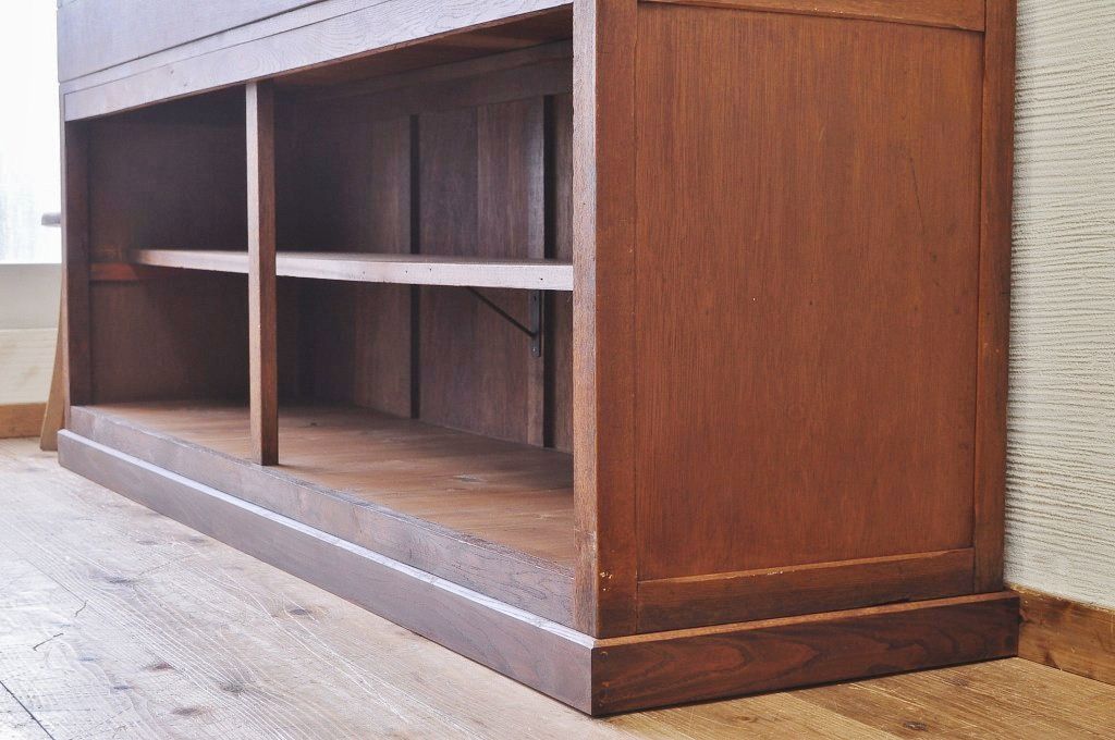アンティーク家具　極上!古いナラ材の上開きガラスケース