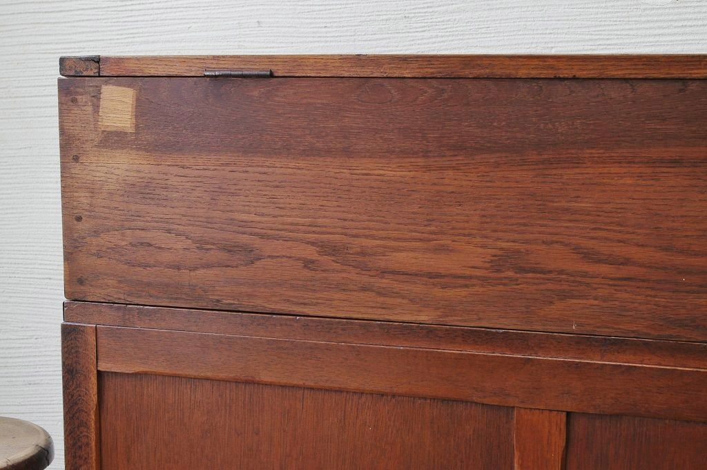 アンティーク家具　極上!古いナラ材の上開きガラスケース