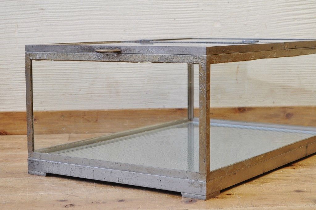 アンティーク家具　古い時計屋の真鍮製置き型ガラスケース(ショーケース)