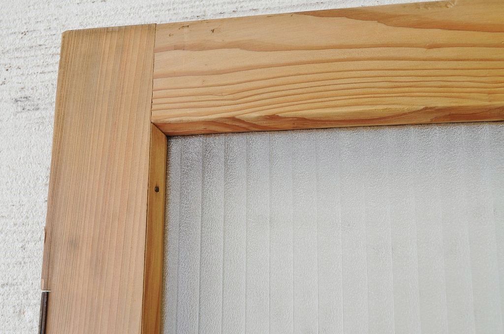 古い木味のガラスドアノブ銀モールガラスドア(扉)2