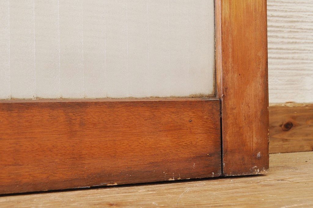 ペンキの剥げたレトロな銀モールガラス引き戸2枚セット2