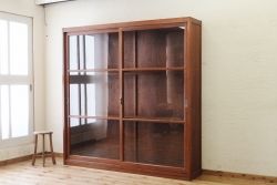 アンティーク家具　古い木のシンプルな収納棚(飾り棚、ガラスケース)1　4台有