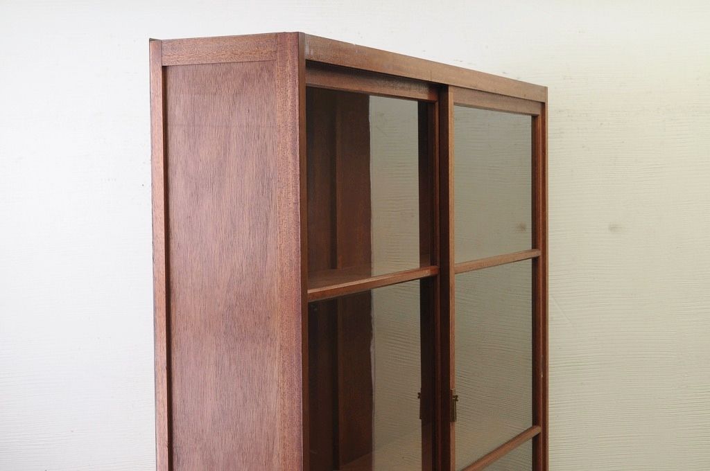 アンティーク家具　古い木のシンプルな収納棚(飾り棚、ガラスケース)1　4台有