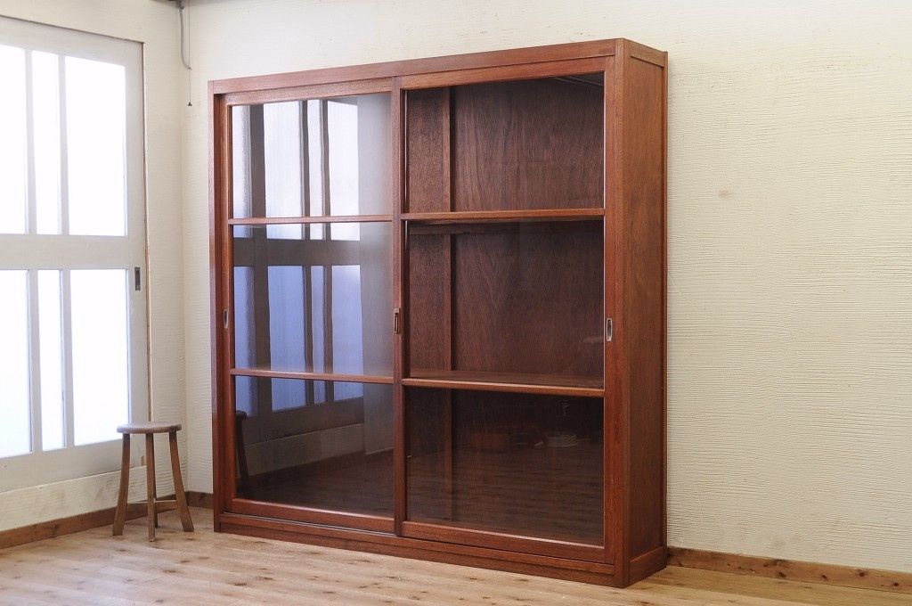 アンティーク家具　古い木のシンプルな収納棚(飾り棚、ガラスケース)2　4台有