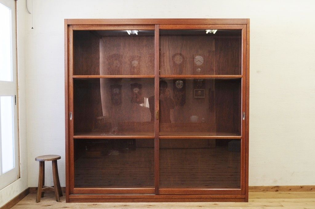 アンティーク家具　古い木のシンプルな収納棚(飾り棚、ガラスケース)2　4台有