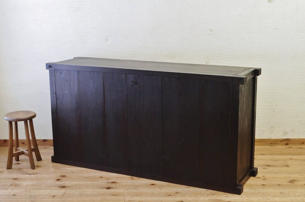 アンティーク家具　味のある縦格子時代箪笥サイドボード(水屋箪笥)