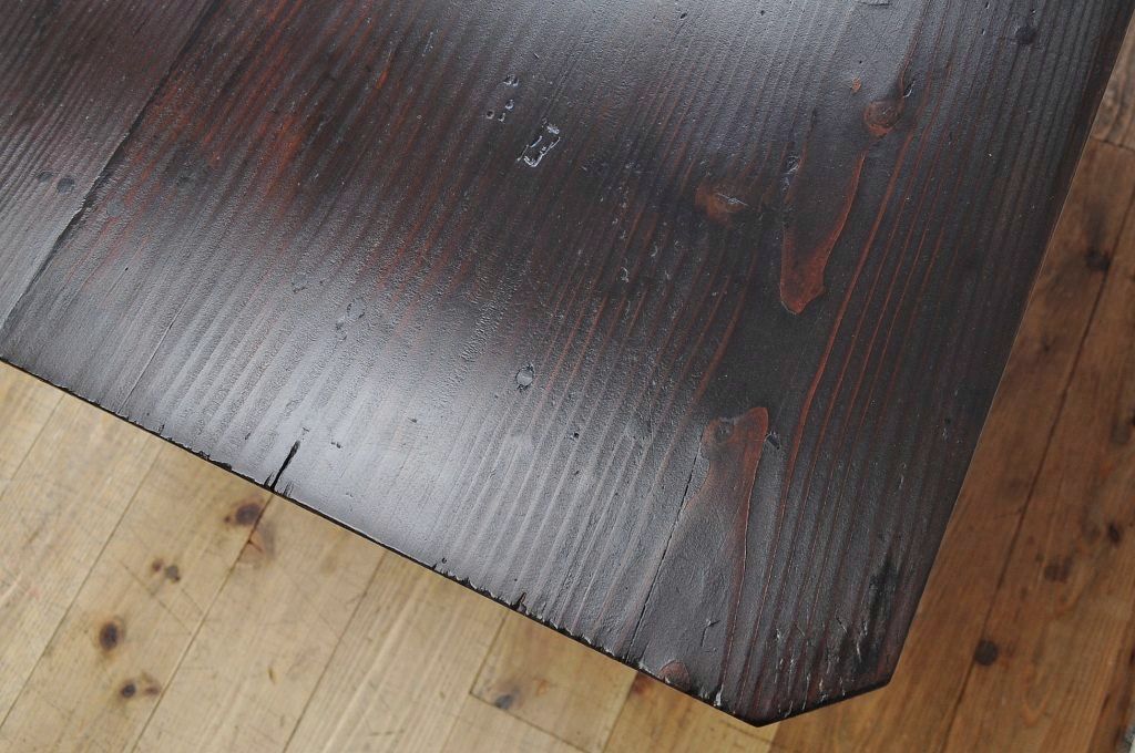 アンティーク家具　古い木の大きな両面引き出し付作業台(テーブル)