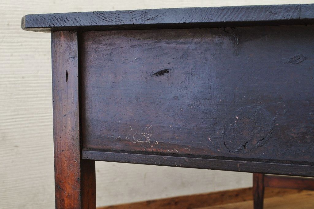 アンティーク家具　古い木の大きな両面引き出し付作業台(テーブル)