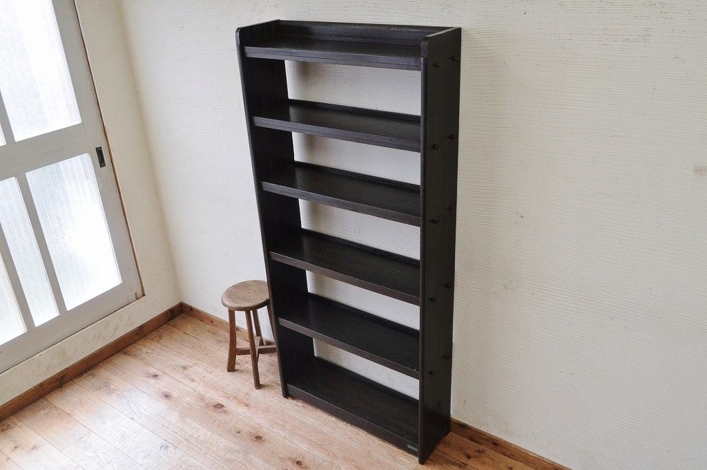 ★美品!古い木のシックな縦型本棚