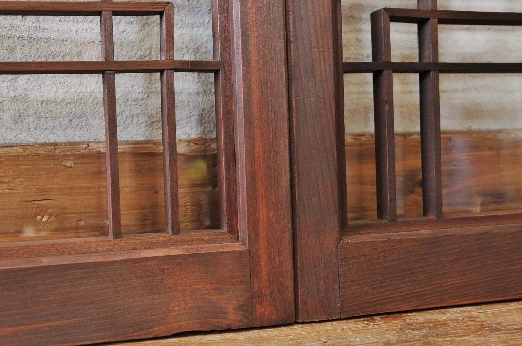 古い木の細工の細かな引き戸(ガラス戸)4枚セット1