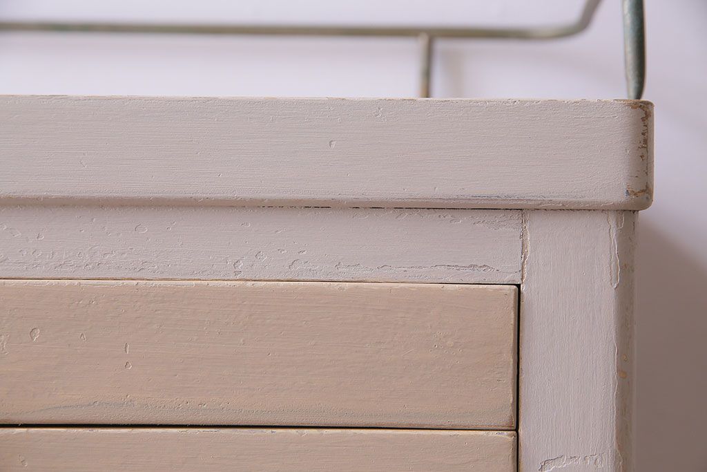ペイント家具　2色の淡いカラーが可愛らしいデンタルキャビネット(収納棚)(R-030318)