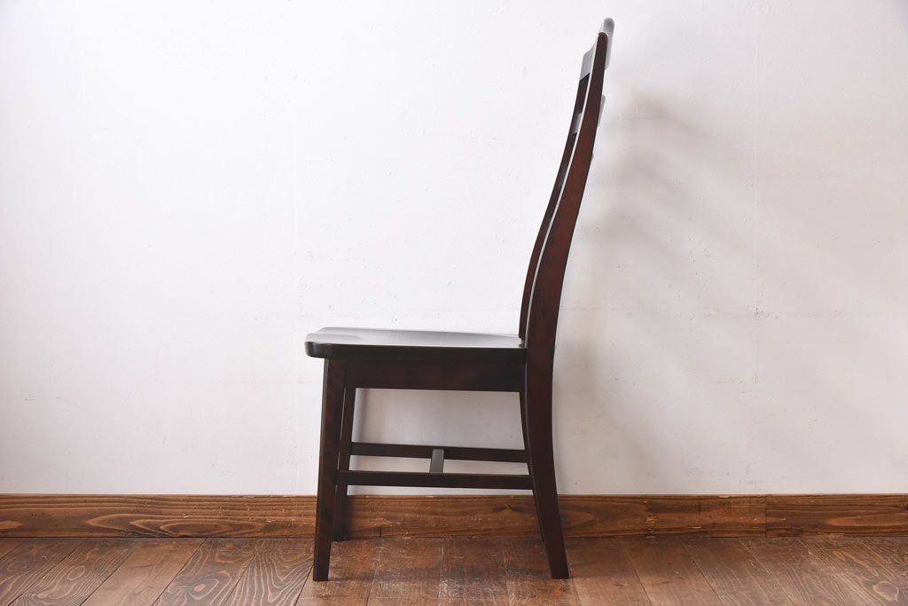 中古　北海道民芸家具　HM645　ゆったりとした座り心地のラダーバックチェア(ダイニングチェア、椅子)(1)(R-030362)