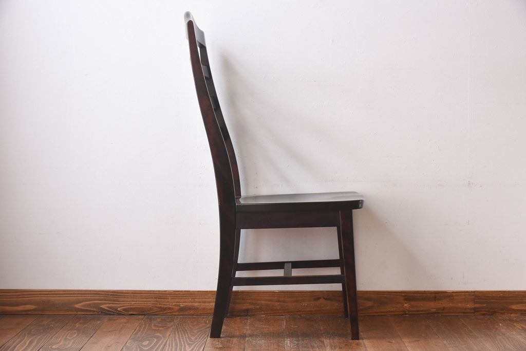 中古　北海道民芸家具　HM645　ゆったりとした座り心地のラダーバックチェア(ダイニングチェア、椅子)(2)(R-030363)