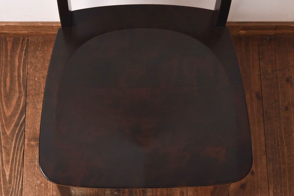 中古　北海道民芸家具　HM645　ゆったりとした座り心地のラダーバックチェア(ダイニングチェア、椅子)(3)(R-030364)