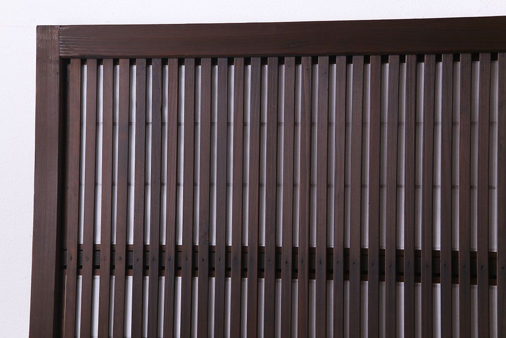 昭和初期　裏障子付き　和の繊細な雰囲気が漂う帯格子戸4枚セット(引き戸、ガラス戸)(R-030387)