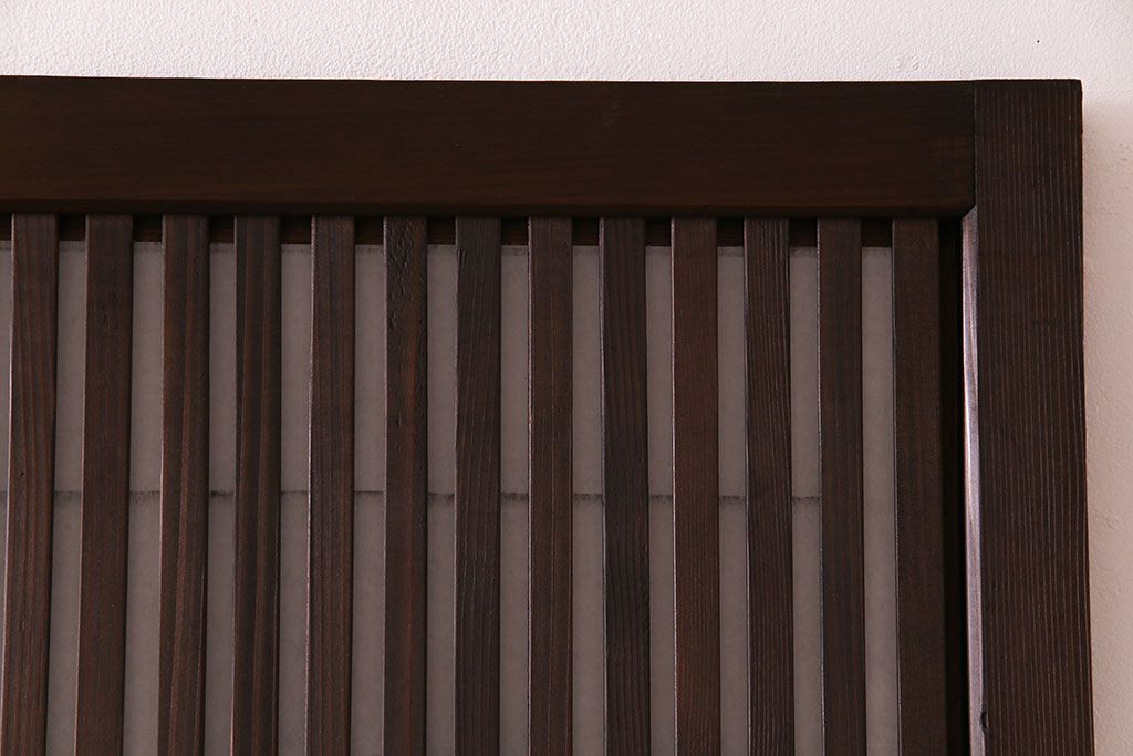 昭和初期　裏障子付き　和の繊細な雰囲気が漂う帯格子戸4枚セット(引き戸、ガラス戸)(R-030387)