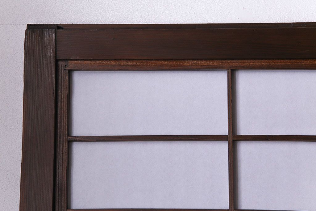 昭和初期　裏障子付き　和の繊細な雰囲気が漂う帯格子戸4枚セット(引き戸、ガラス戸)(R-030387)