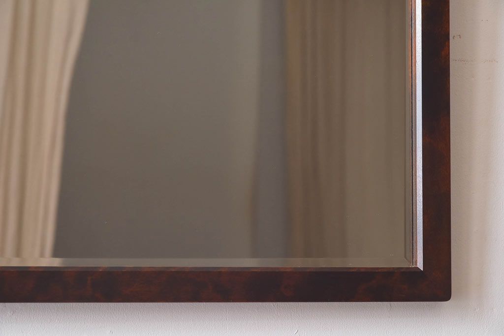 アンティーク雑貨　中古　北海道民芸家具　木製フレームのリメイクミラー(鏡)(1)(R-030391)