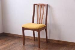 北欧ビンテージ家具　チーク材　黄色のファブリックが可愛らしいダイニングチェア(ワークチェア、椅子)(2)(R-030478)