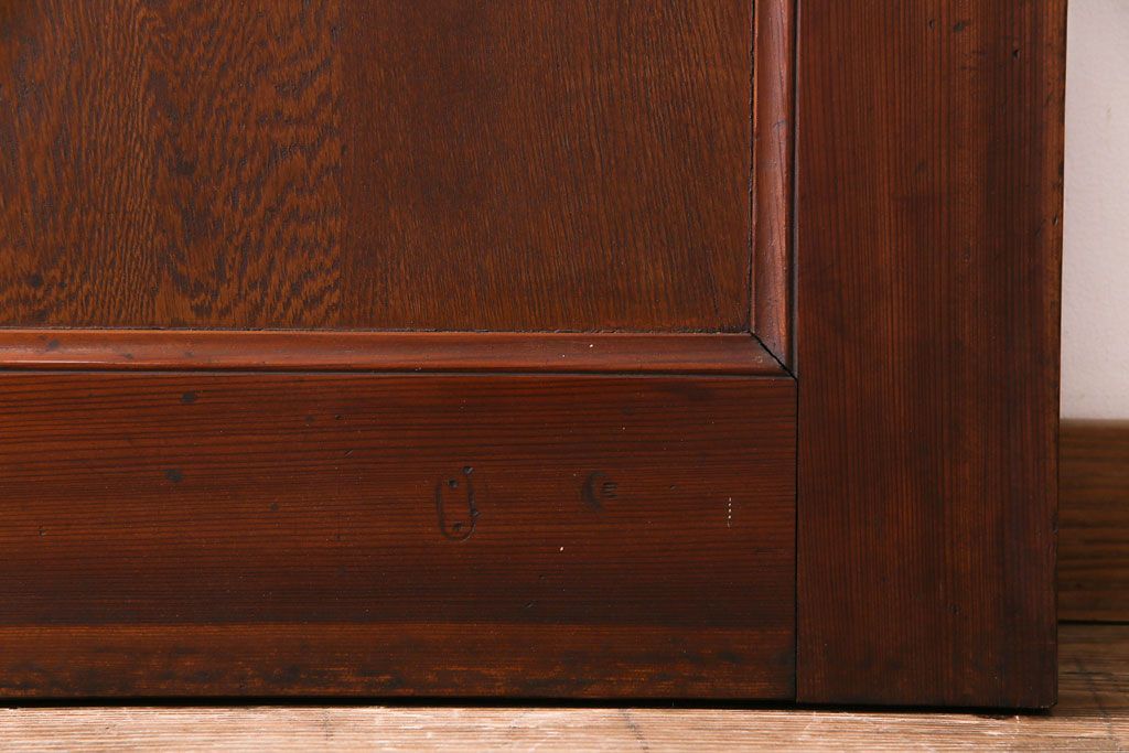 昭和レトロ　ミラー付き　シンプルなアンティーク木製ドア(扉)