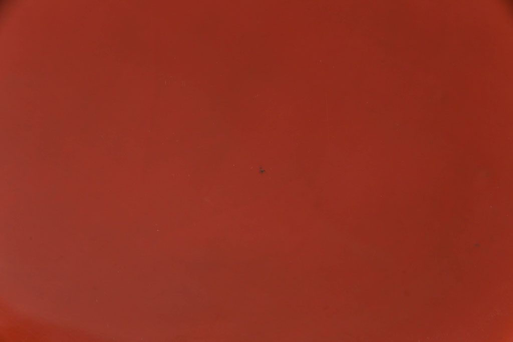 和製アンティーク　会津漆器　朱赤の漆塗りが美しい高台付き丸盆(丸膳)