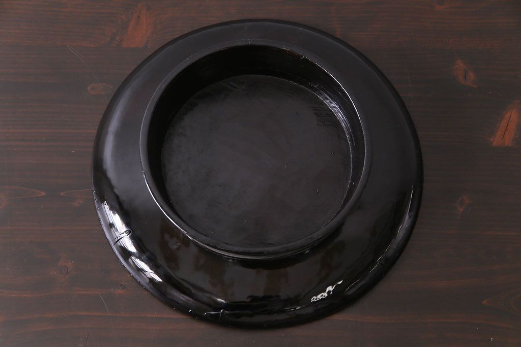 和製アンティーク　会津漆器　和の風情溢れる食卓におすすめの高台付き丸盆(丸膳)