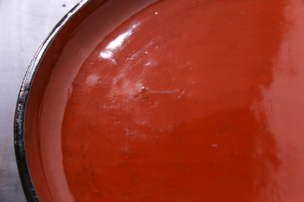 和製アンティーク　会津漆器　和の風情溢れる食卓におすすめの高台付き丸盆(丸膳)(2)