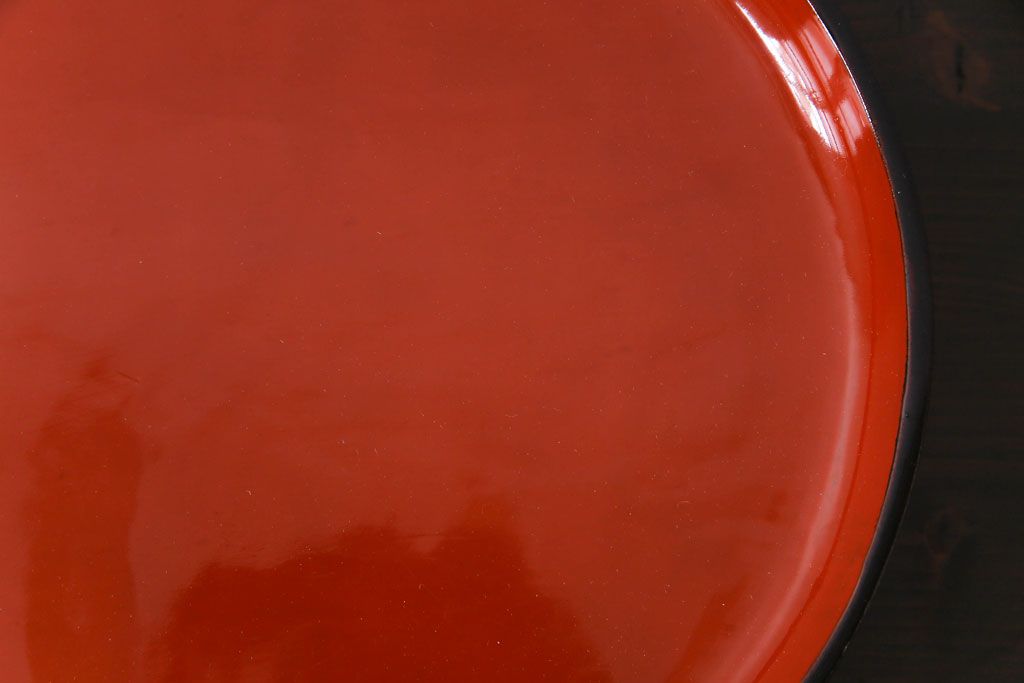 和製アンティーク　会津漆器　和の風情溢れる食卓におすすめの高台付き丸盆(丸膳)(3)