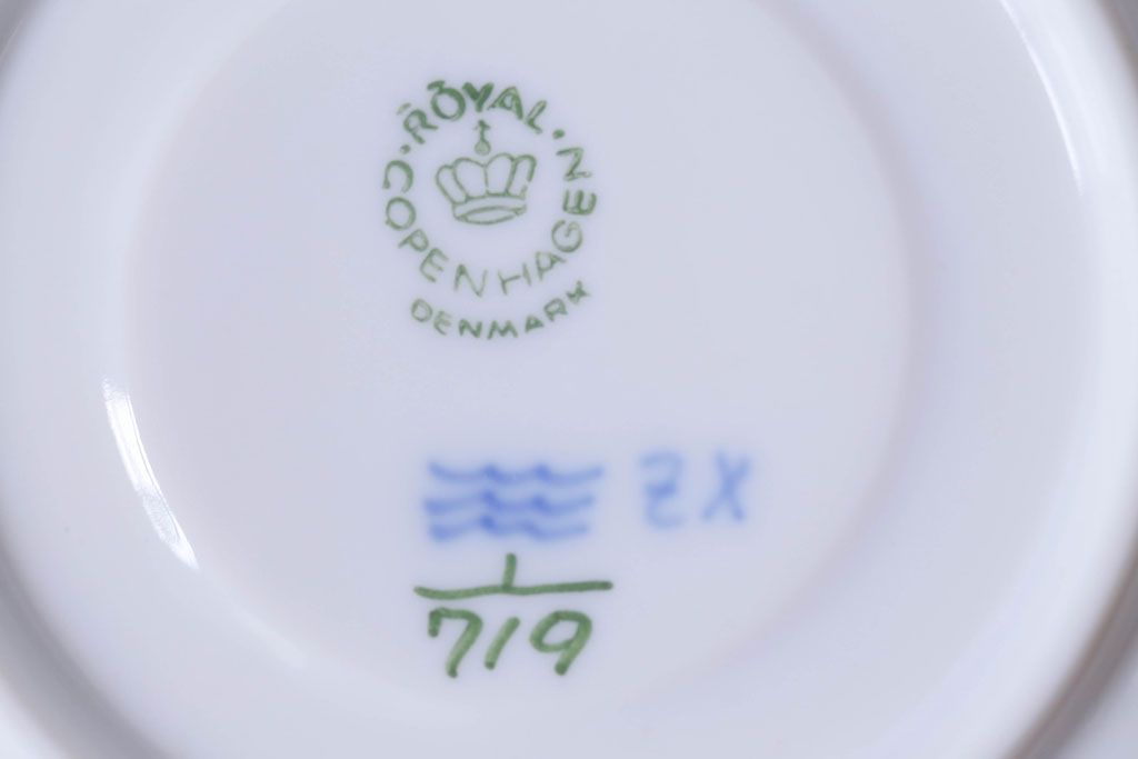 中古　ROYAL COPENHAGEN(ロイヤルコペンハーゲン)　ブルーフルーテッド　ハーフレース　コーヒーカップ&ソーサー