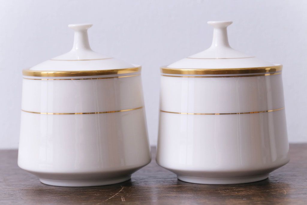 中古　ノリタケ(Noritake、則武)　リントン　高級感漂うシックなクリーマー・シュガーポット3点セット