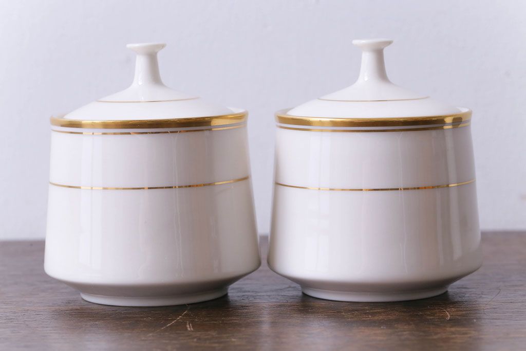 中古　ノリタケ(Noritake、則武)　リントン　高級感漂うシックなクリーマー・シュガーポット3点セット