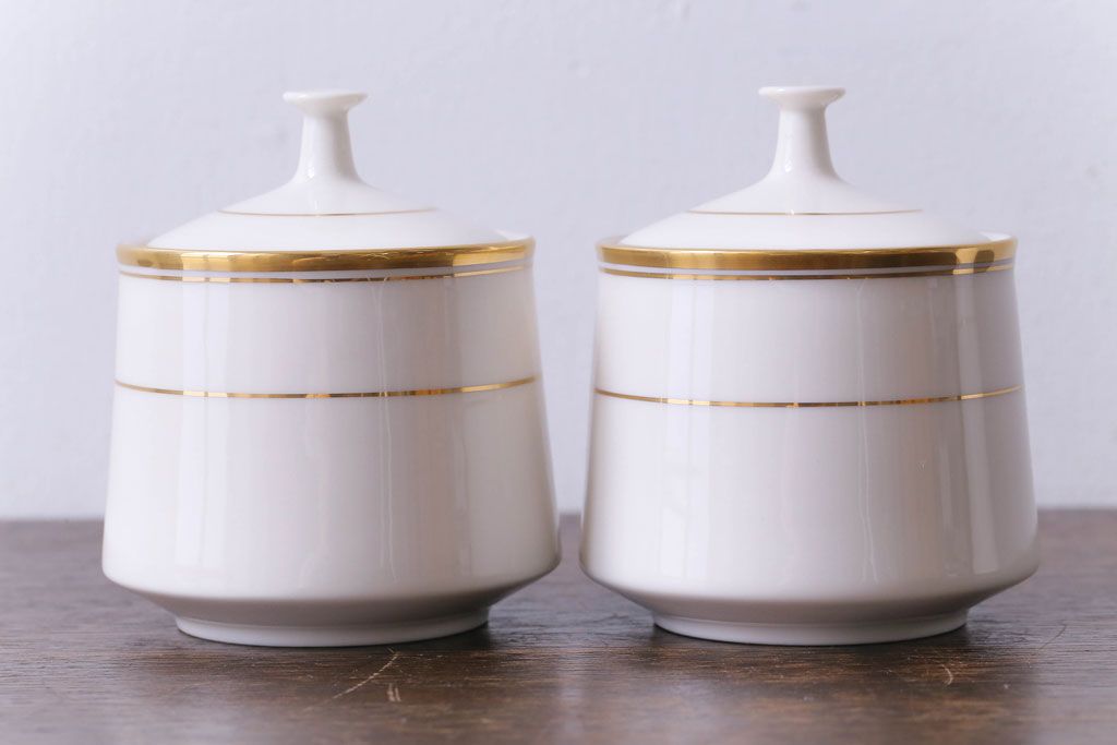 中古　ノリタケ(Noritake、則武)　リントン　高級感漂うシックなクリーマー・シュガーポット3点セット