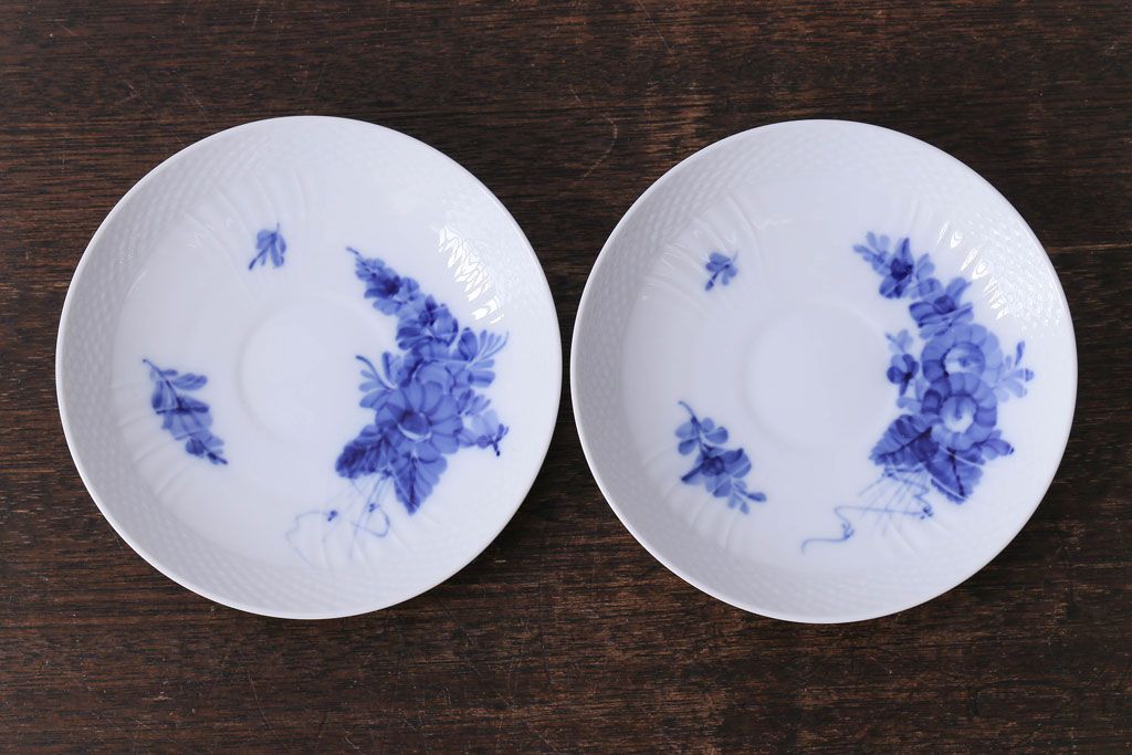 中古　ROYAL COPENHAGEN(ロイヤルコペンハーゲン)　ブルーフラワー　カーブ　コーヒーカップ&ソーサー(洋食器)2客セット