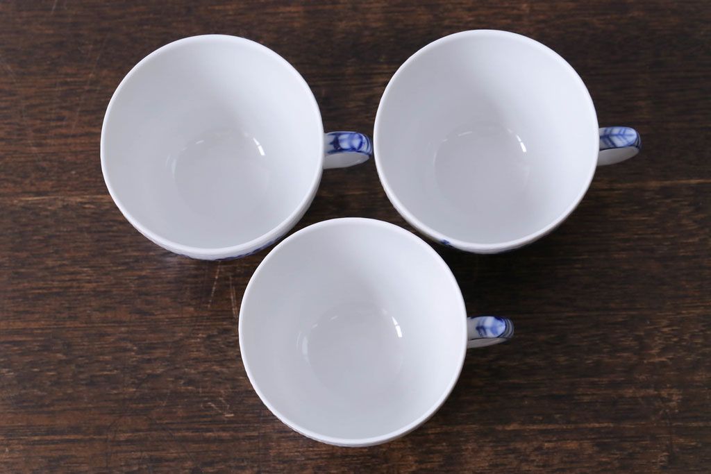 中古　ROYAL COPENHAGEN(ロイヤルコペンハーゲン)　ブルーフラワー　カーブ　コーヒーカップ&ソーサー(洋食器)3客セット