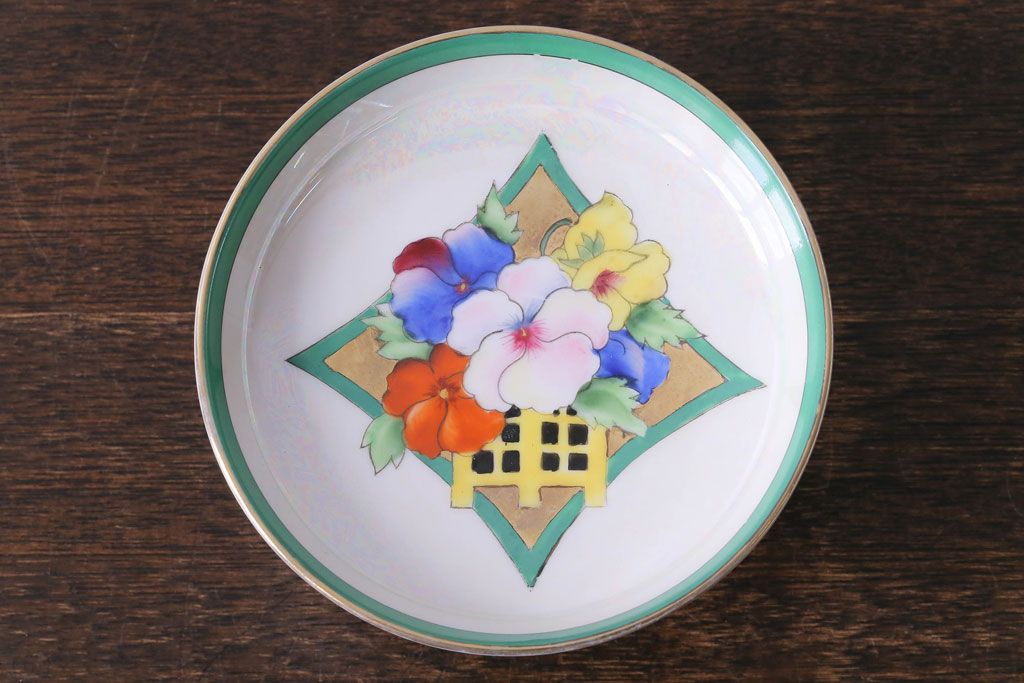 オールドノリタケ(Noritake、則武)　パール加工が施されたコンポート(脚付き盛り付け皿、果物皿、洋食器)